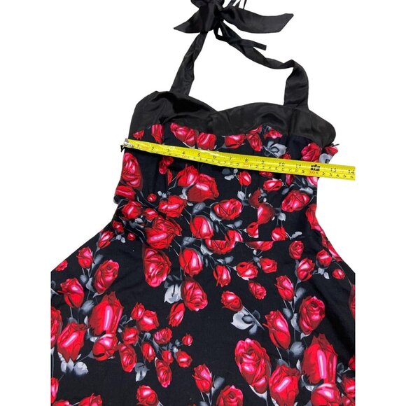 Dress Tells PinUp Swing Dress  Size S  Roses Retro Halter Rockabilly - Picture 4 of 7